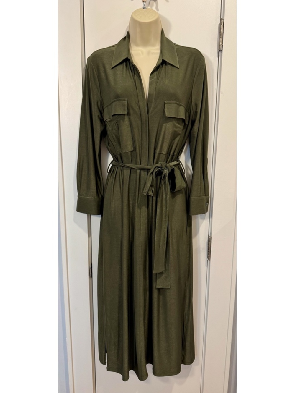 L’AGENCE Rivi Belted Shirt Dress in Olive